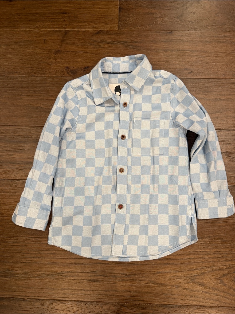 George Hat Toddler Light Blue Check Button-Up Shirt Size 2-3 Year - C39-162